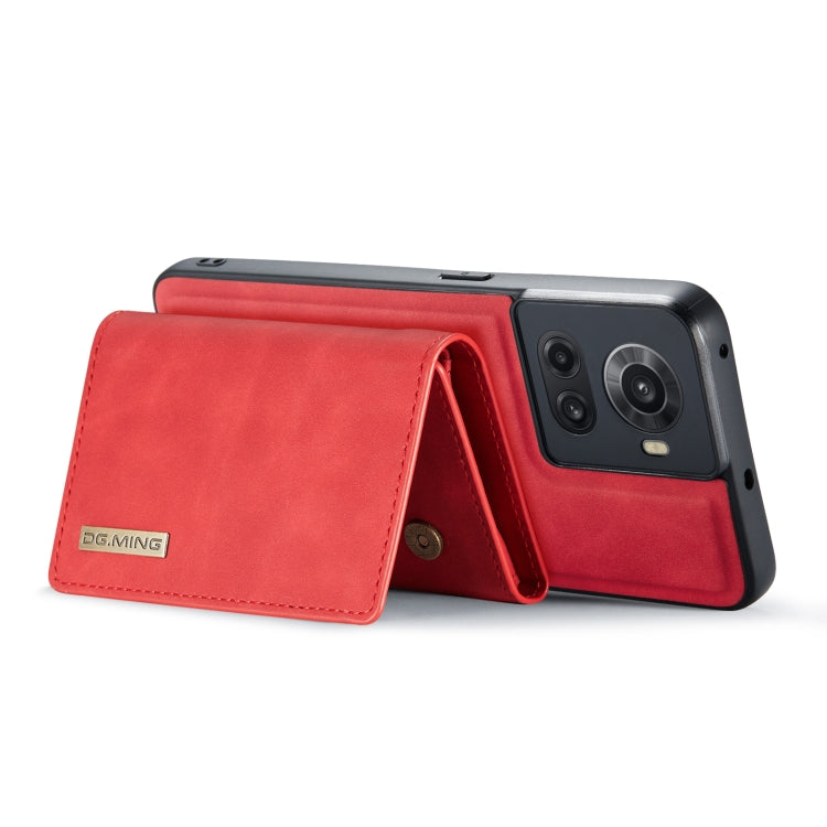 For OnePlus Ace/10R DG.MING M1 Series 3-Fold Multi Card Wallet + Magnetic Phone Case(Red) by DG.MING