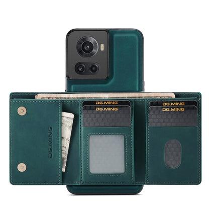 For OnePlus Ace/10R DG.MING M1 Series 3-Fold Multi Card Wallet + Magnetic Phone Case(Green) by DG.MING