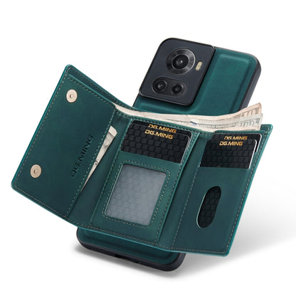 For OnePlus Ace/10R DG.MING M1 Series 3-Fold Multi Card Wallet + Magnetic Phone Case(Green) by DG.MING