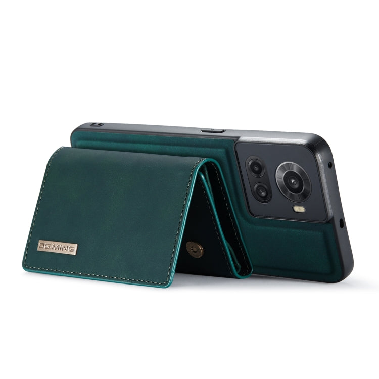 For OnePlus Ace/10R DG.MING M1 Series 3-Fold Multi Card Wallet + Magnetic Phone Case(Green) by DG.MING