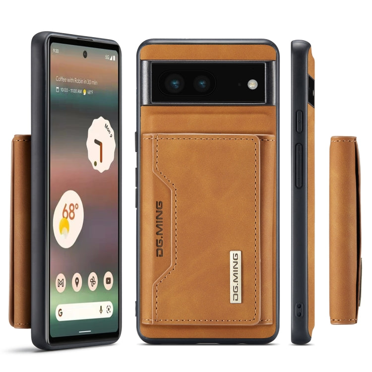 For Google Pixel 6A DG.MING M2 Series 3-Fold Multi Card Bag Phone Case(Brown) by DG.MING