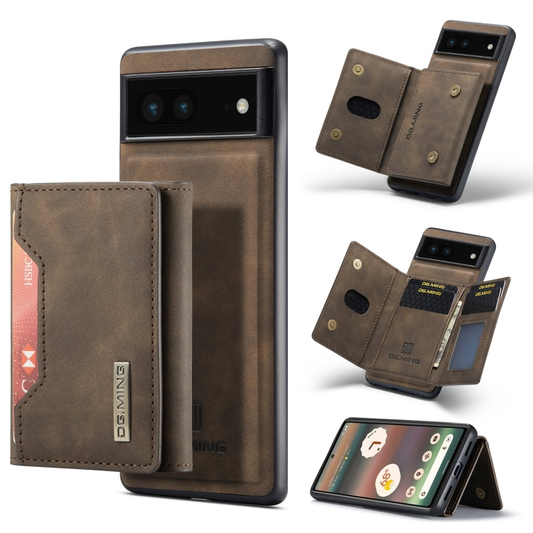 For Google Pixel 6A DG.MING M2 Series 3-Fold Multi Card Bag Phone Case(Coffee) by DG.MING
