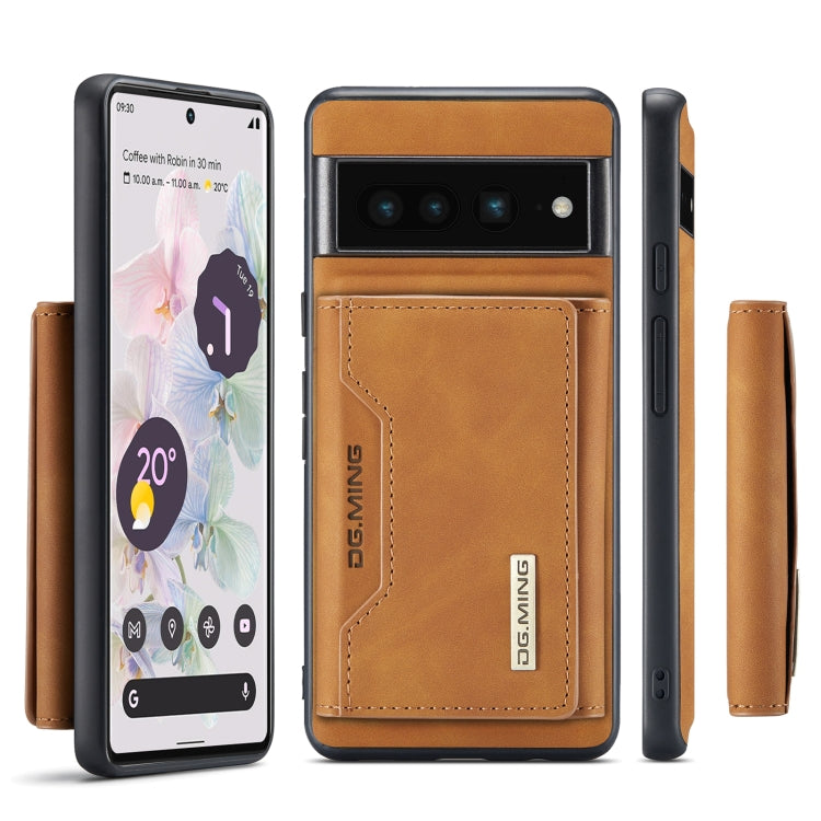 For Google Pixel 7 Pro 5G DG.MING M2 Series 3-Fold Multi Card Bag Phone Case(Brown) by DG.MING
