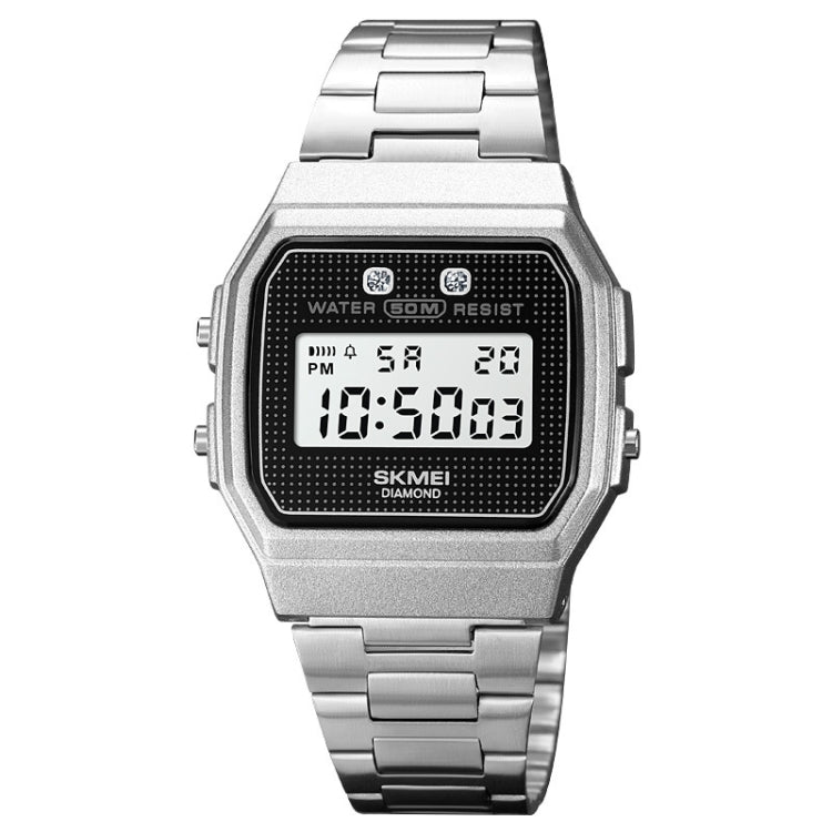 SKMEI 1952 Resin Mirror ABS Case Waterproof Electronic Watch(Silver Steel Belt) by SKMEI