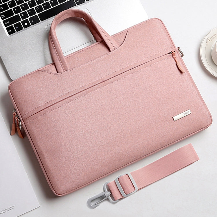 Handbag Laptop Bag Inner Bag with Shoulder Strap, Size:16.1 inch(Pink) by bashfashion