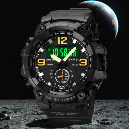 SKMEI 1965 Stainless Steel Buckle PU Strap Waterproof Electronic Watch(Army Green) by SKMEI