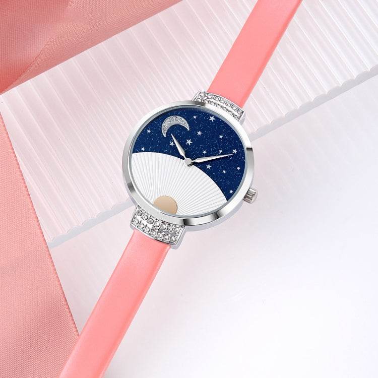 SKMEI 9279 Stainless Steel Buckle Genuine Leather Strap Waterproof Quartz Watch(Black) by SKMEI