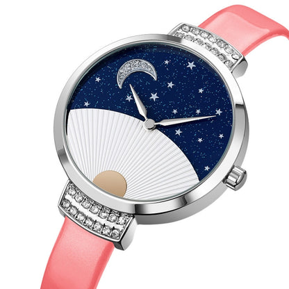 SKMEI 9279 Stainless Steel Buckle Genuine Leather Strap Waterproof Quartz Watch(Red) by SKMEI