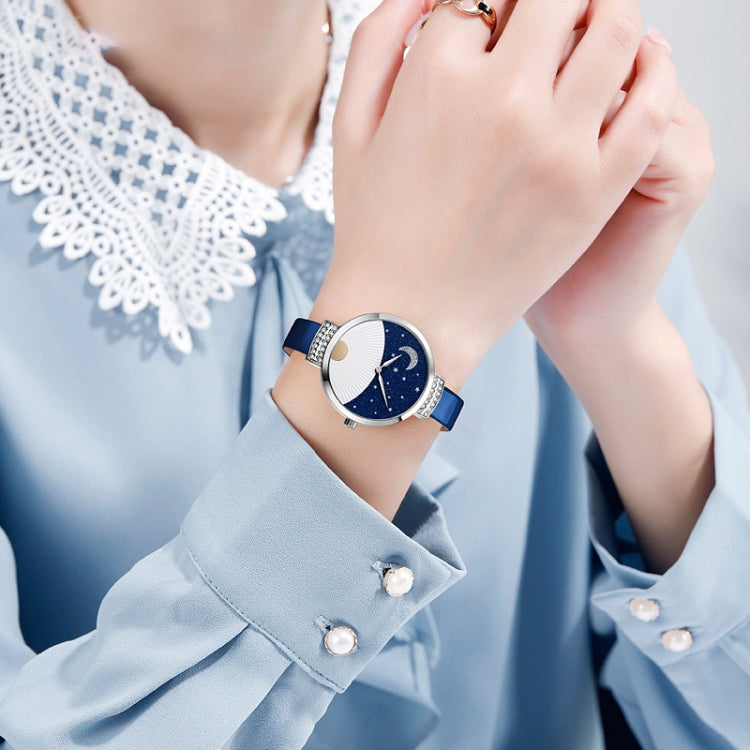 SKMEI 9279 Stainless Steel Buckle Genuine Leather Strap Waterproof Quartz Watch(Red) by SKMEI