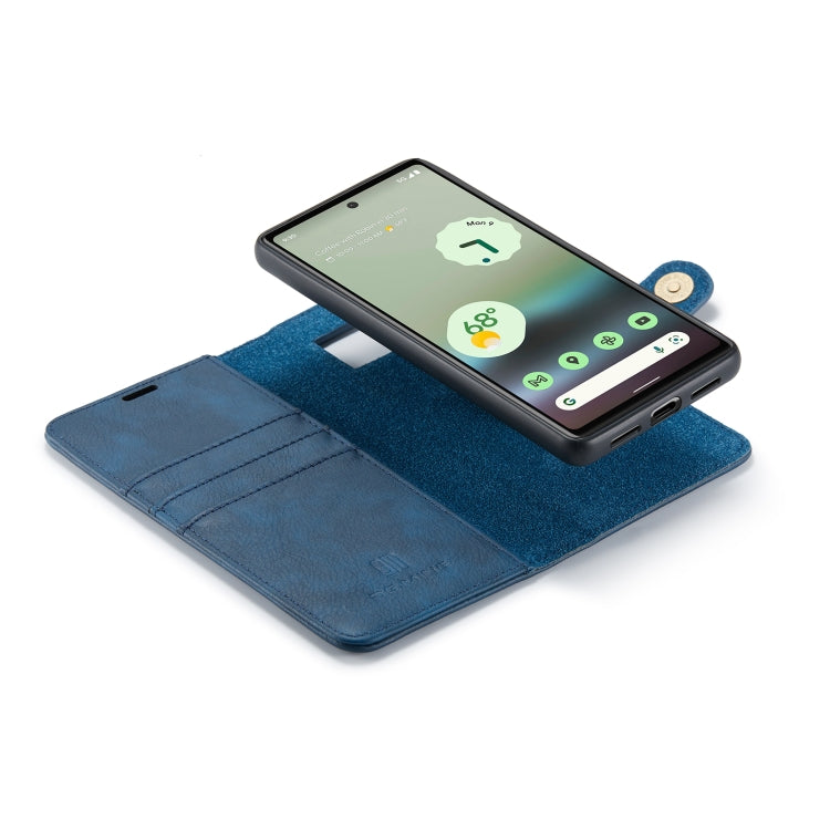 For Google Pixel 6A DG.MING Crazy Horse Texture Detachable Magnetic Leather Phone Case(Blue) by DG.MING