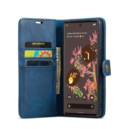 For Google Pixel 7 DG.MING Crazy Horse Texture Detachable Magnetic Leather Phone Case(Blue) by DG.MING