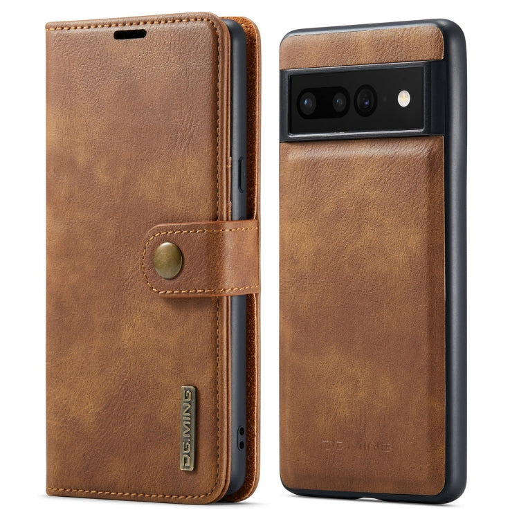 For Google Pixel 7 Pro DG.MING Crazy Horse Texture Detachable Magnetic Leather Phone Case(Brown) by DG.MING