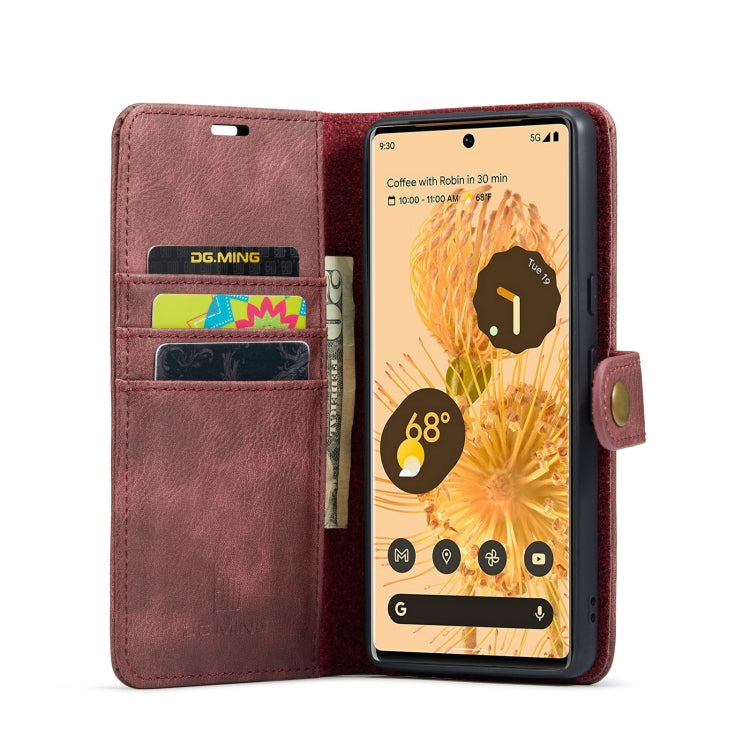 For Google Pixel 7 Pro DG.MING Crazy Horse Texture Detachable Magnetic Leather Phone Case(Red) by DG.MING
