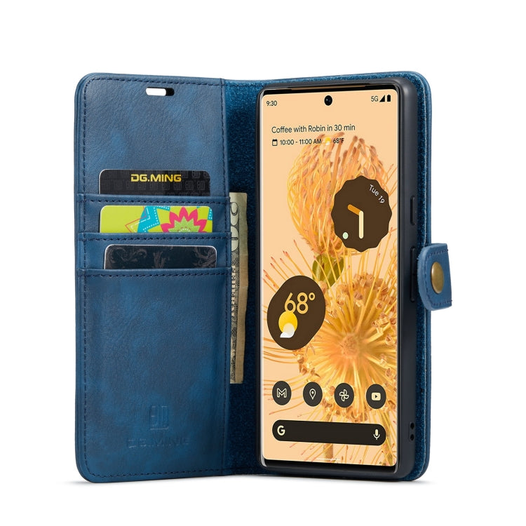 For Google Pixel 7 Pro DG.MING Crazy Horse Texture Detachable Magnetic Leather Phone Case(Blue) by DG.MING