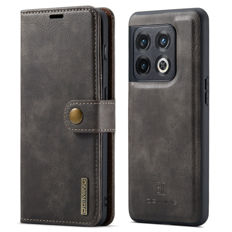 For OnePlus 10 Pro DG.MING Crazy Horse Texture Detachable Magnetic Leather Phone Case(Grey) by DG.MING