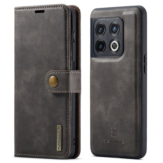 For OnePlus 10 Pro DG.MING Crazy Horse Texture Detachable Magnetic Leather Phone Case(Grey) by DG.MING