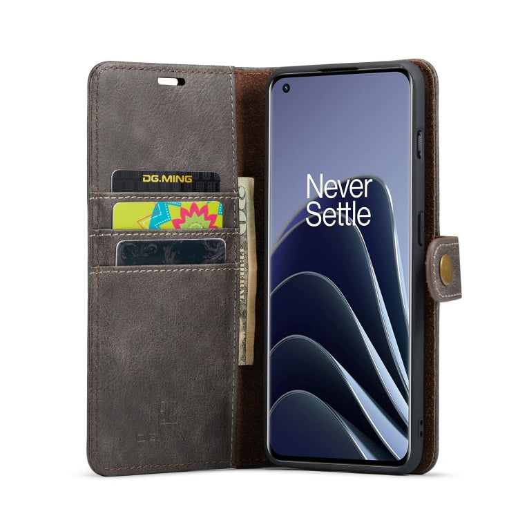 For OnePlus 10 Pro DG.MING Crazy Horse Texture Detachable Magnetic Leather Phone Case(Grey) by DG.MING