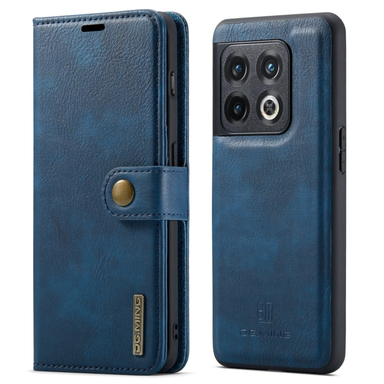 For OnePlus 10 Pro DG.MING Crazy Horse Texture Detachable Magnetic Leather Phone Case(Blue) by DG.MING