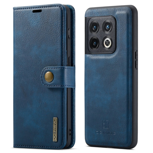 For OnePlus 10 Pro DG.MING Crazy Horse Texture Detachable Magnetic Leather Phone Case(Blue) by DG.MING