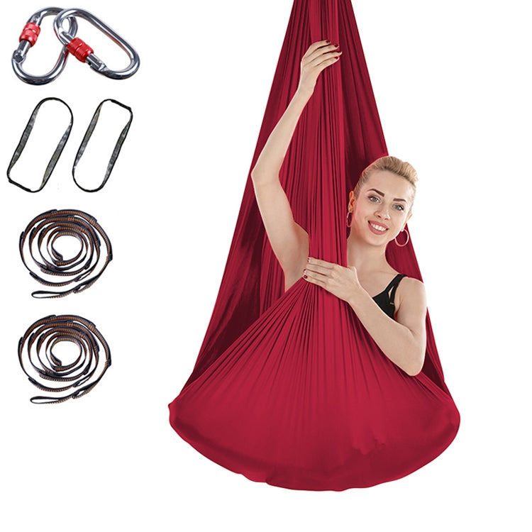 Indoor Anti-gravity Yoga Knot-free Aerial Yoga Hammock with Buckle / Extension Strap, Size: 400x280cm(Wine Red) by bashfashion