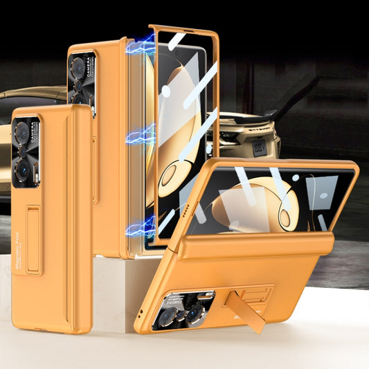 For Honor Magic V GKK Magnetic Hinge Flip Phone Case with Holder(Orange) by GKK