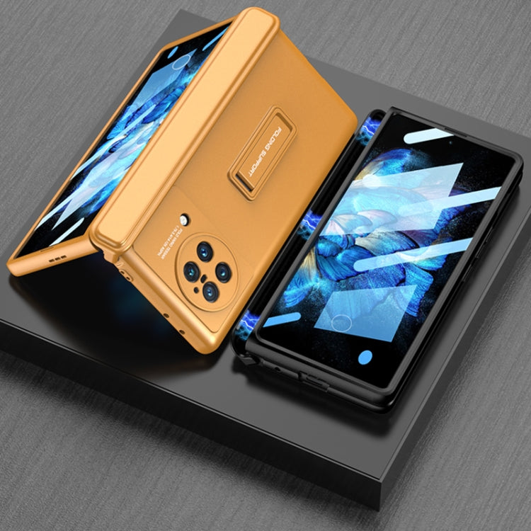 For vivo X Fold GKK Magnetic Hinge Flip Phone Case with Holder(Orange) by GKK