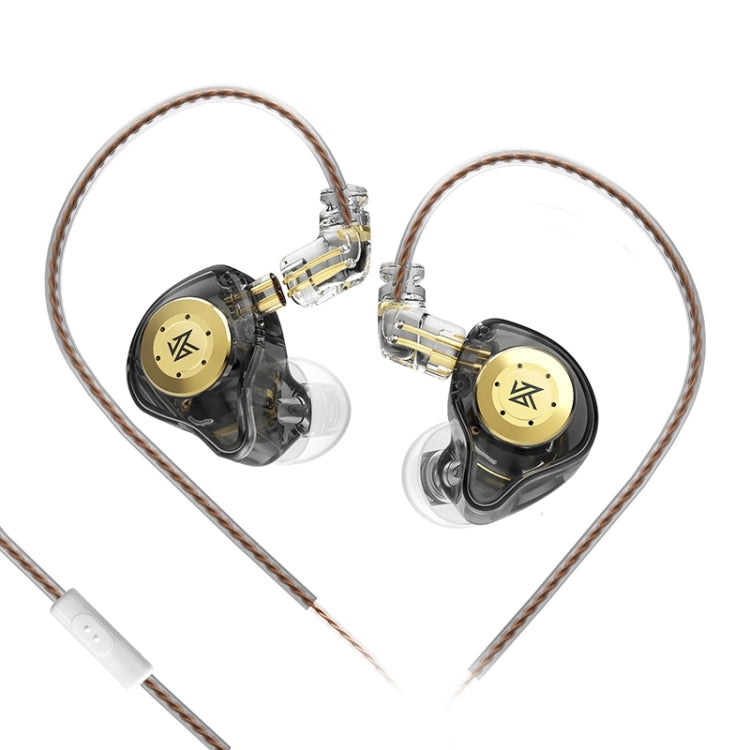 KZ-EDX PRO 1.25m Dynamic HiFi In-Ear Sports Music Headphones, Style:With Microphone(Transparent Black) by KZ