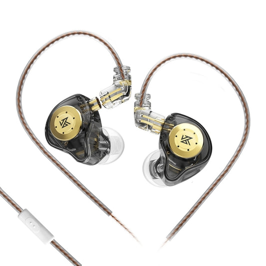 KZ-EDX PRO 1.25m Dynamic HiFi In-Ear Sports Music Headphones, Style:With Microphone(Transparent Black) by KZ