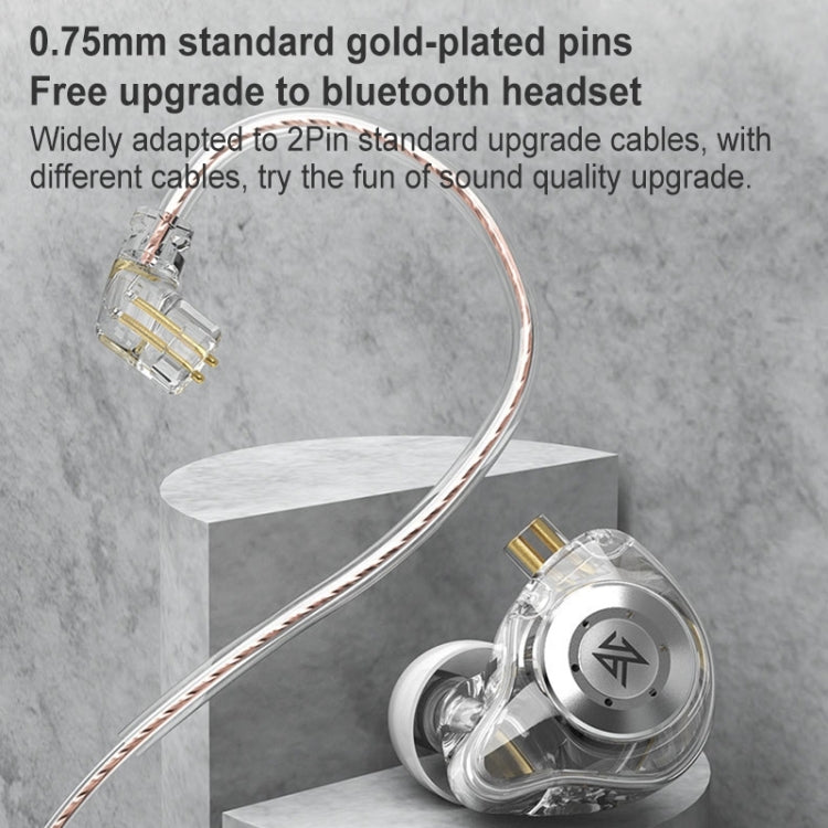 KZ-EDX PRO 1.25m Dynamic HiFi In-Ear Sports Music Headphones, Style:With Microphone(Transparent) by KZ