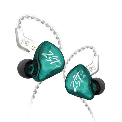 KZ-ZST X 1.25m Ring Iron Hybrid Driver In-Ear Noise Cancelling Earphone, Style:Without Microphone(Hyun Cyan) by KZ
