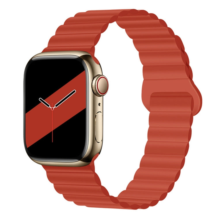 Reverse Buckle Magnetic Silicone Watch Band For Apple Watch Ultra 49mm&Watch Ultra 2 49mm / Series 9&8&7 45mm / SE 3&SE 2&6&SE&5&4 44mm / 3&2&1 42mm(Red) by bashfashion