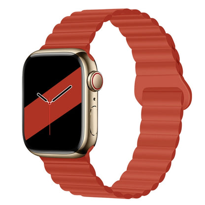 Reverse Buckle Magnetic Silicone Watch Band For Apple Watch Ultra 49mm&Watch Ultra 2 49mm / Series 9&8&7 45mm / SE 3&SE 2&6&SE&5&4 44mm / 3&2&1 42mm(Red) by bashfashion