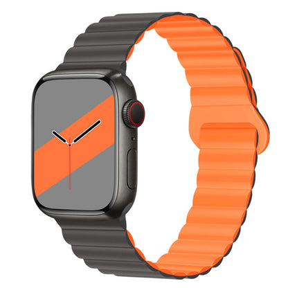 Reverse Buckle Magnetic Silicone Watch Band For Apple Watch Ultra 49mm&Watch Ultra 2 49mm / Series 9&8&7 45mm / SE 3&SE 2&6&SE&5&4 44mm / 3&2&1 42mm(Grey Orange) by bashfashion