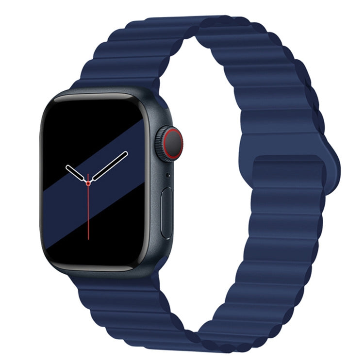 Reverse Buckle Magnetic Silicone Watch Band For Apple Watch Ultra 49mm&Watch Ultra 2 49mm / Series 9&8&7 45mm / SE 3&SE 2&6&SE&5&4 44mm / 3&2&1 42mm(Blue) by bashfashion