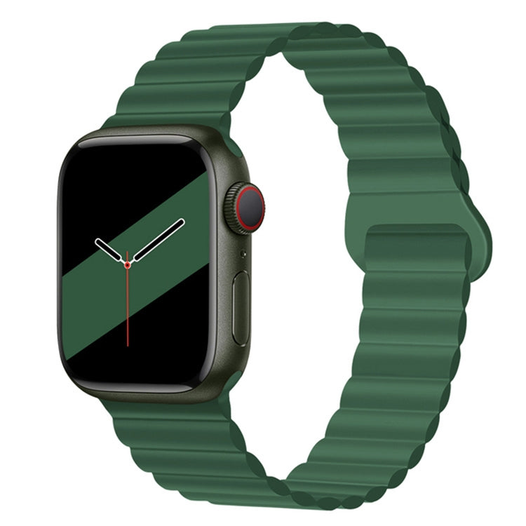 Reverse Buckle Magnetic Silicone Watch Band For Apple Watch Ultra 49mm&Watch Ultra 2 49mm / Series 9&8&7 45mm / SE 3&SE 2&6&SE&5&4 44mm / 3&2&1 42mm(Green) by bashfashion