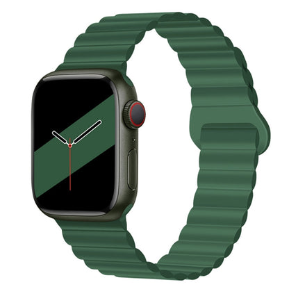 Reverse Buckle Magnetic Silicone Watch Band For Apple Watch Ultra 49mm&Watch Ultra 2 49mm / Series 9&8&7 45mm / SE 3&SE 2&6&SE&5&4 44mm / 3&2&1 42mm(Green) by bashfashion