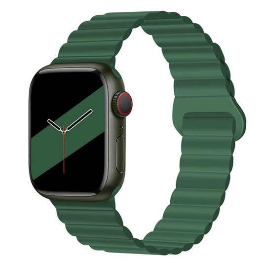 Reverse Buckle Magnetic Silicone Watch Band For Apple Watch Series 9&8&7 41mm / SE 3&SE 2&6&SE&5&4 40mm / 3&2&1 38mm(Green) by bashfashion