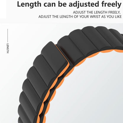 Reverse Buckle Magnetic Silicone Watch Band For Apple Watch Series 9&8&7 41mm / SE 3&SE 2&6&SE&5&4 40mm / 3&2&1 38mm(Black Orange) by bashfashion