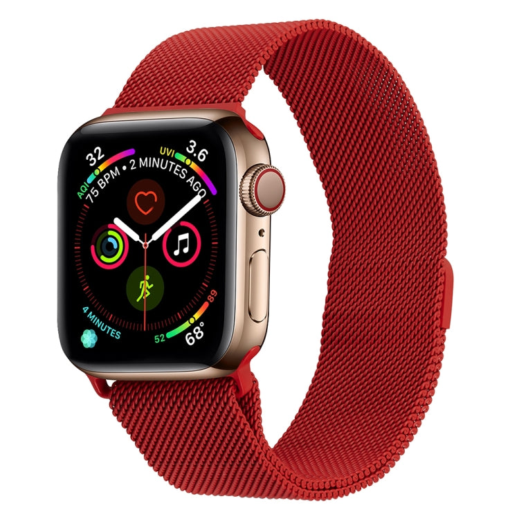 Milanese Stainless Steel Watch Band For Apple Watch Ultra 49mm&Watch Ultra 2 49mm / Series 9&8&7 45mm / SE 3&SE 2&6&SE&5&4 44mm / 3&2&1 42mm(Red) by bashfashion