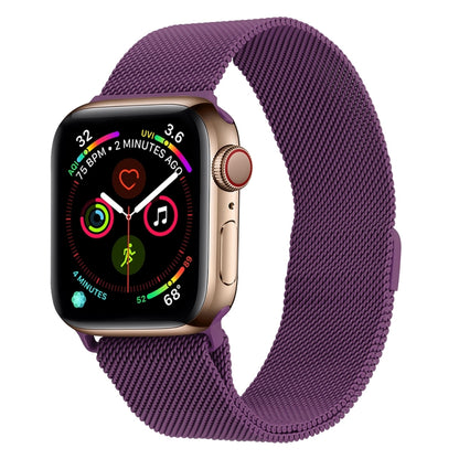 Milanese Stainless Steel Watch Band For Apple Watch Ultra 49mm&Watch Ultra 2 49mm / Series 9&8&7 45mm / SE 3&SE 2&6&SE&5&4 44mm / 3&2&1 42mm(Purple) by bashfashion