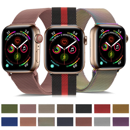 Milanese Stainless Steel Watch Band For Apple Watch Ultra 49mm&Watch Ultra 2 49mm / Series 9&8&7 45mm / SE 3&SE 2&6&SE&5&4 44mm / 3&2&1 42mm(Black Red Black) by bashfashion