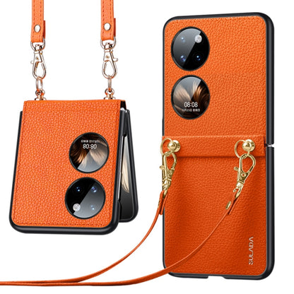 For Huawei P50 Pocket SULADA Litchi Texture Leather + TPU Phone Case with Strap(Orange) by SULADA