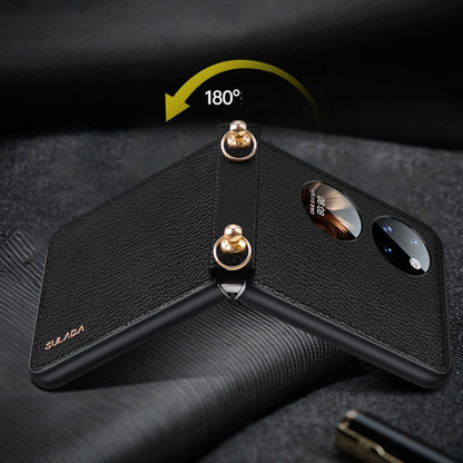 For Huawei P50 Pocket SULADA Litchi Texture Leather + TPU Phone Case with Strap(Black) by SULADA