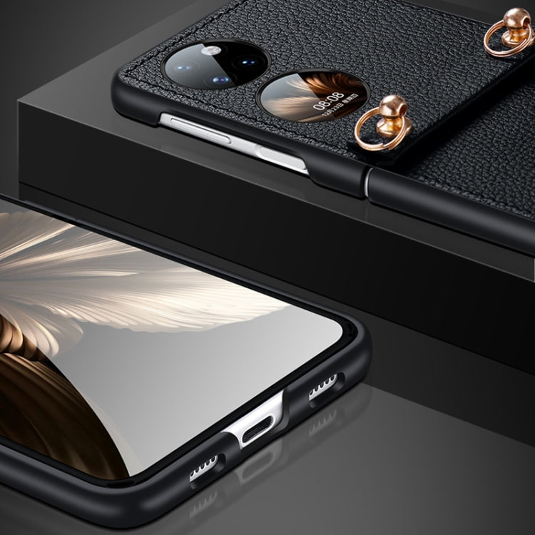 For Huawei P50 Pocket SULADA Litchi Texture Leather + TPU Phone Case with Strap(Black) by SULADA