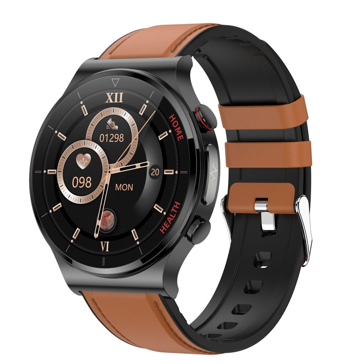 E300 1.32 Inch Screen Leather Watch Strap Smart Health Watch Supports Body Temperature Monitoring, ECG monitoring blood pressure(Brown) by bashfashion