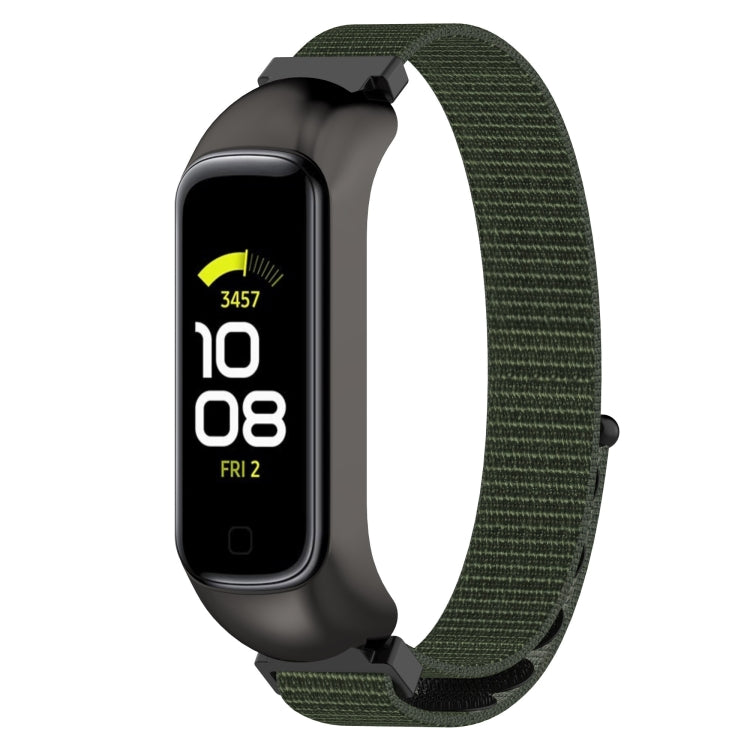 For Samsung Galaxy Fit 2 SM-R220 Nylon Loop Watch Band(Army Green + Black Frame) by bashfashion