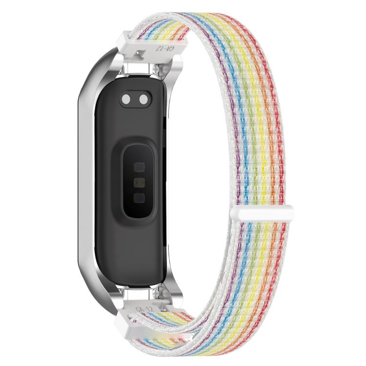 For Samsung Galaxy Fit 2 SM-R220 Nylon Loop Watch Band(Colorful + Silver Frame) by bashfashion