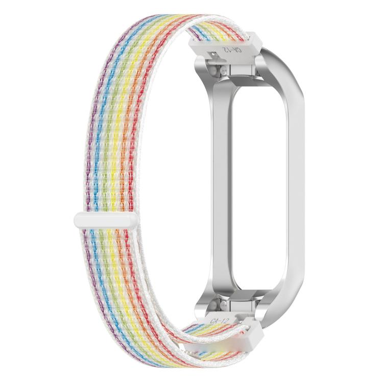 For Samsung Galaxy Fit 2 SM-R220 Nylon Loop Watch Band(Colorful + Silver Frame) by bashfashion