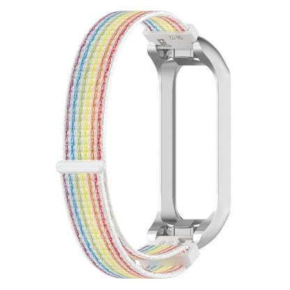 For Samsung Galaxy Fit 2 SM-R220 Nylon Loop Watch Band(Colorful + Silver Frame) by bashfashion