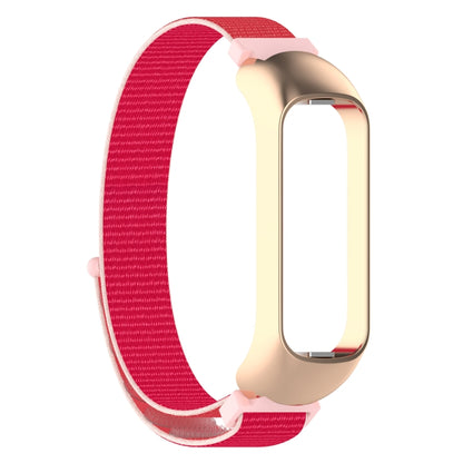 For Samsung Galaxy Fit 2 SM-R220 Nylon Loop Watch Band(Red + Rose Gold Frame) by bashfashion